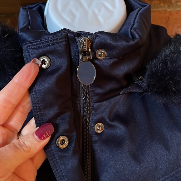 Tahari Navy Long Quilted Down Waterfowl Parka - Picture 5 of 9